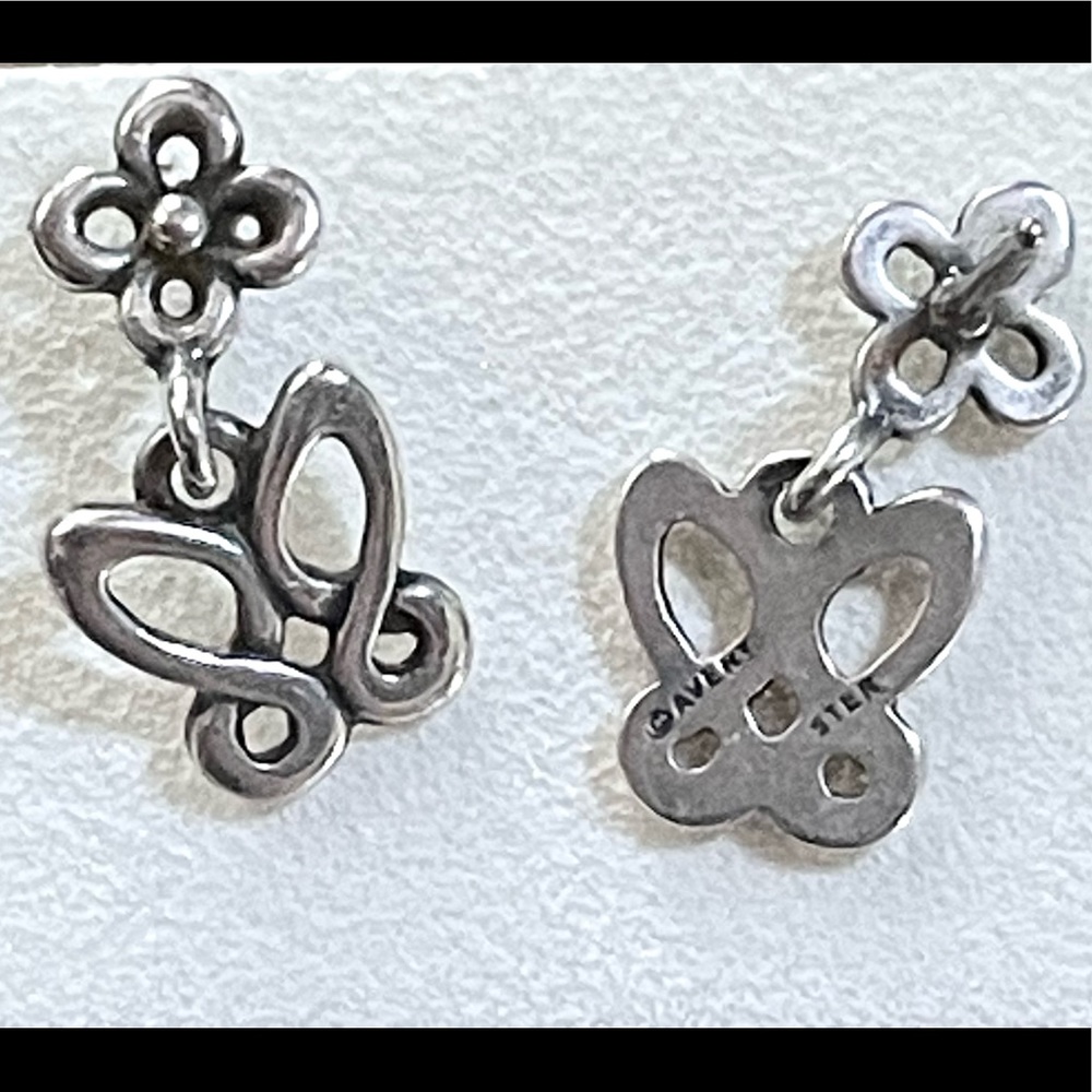 Rare, vintage retired Sterling silver James Avery butterfly flower post earrings